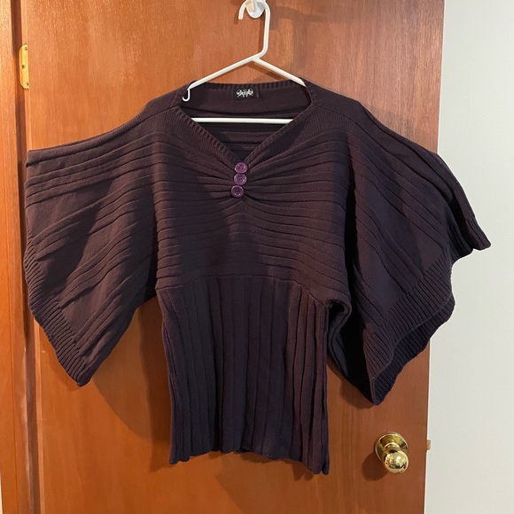 Deep purple poncho looking style sweater by Whisper - Picture 2 of 4